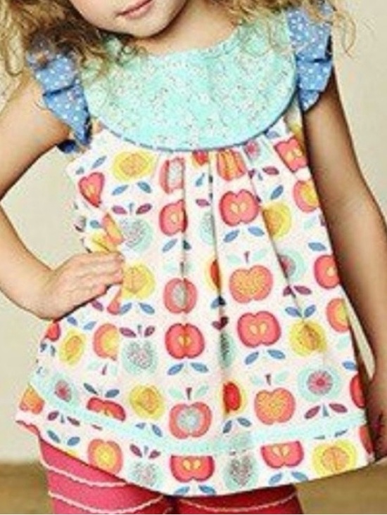 Matilda Jane Other - Matilda Jane Pink, Yellow & Blue Apple Print Sleeveless Tunic